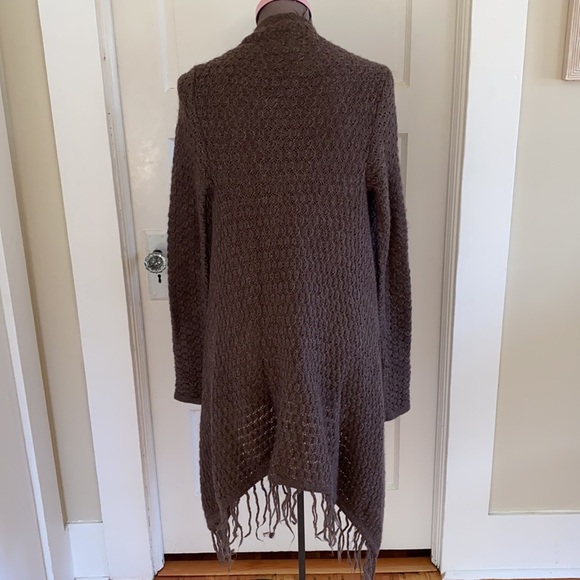 Design History Open Front Wool Blend Fringed Cardigan Sweater Small - Picture 4 of 5